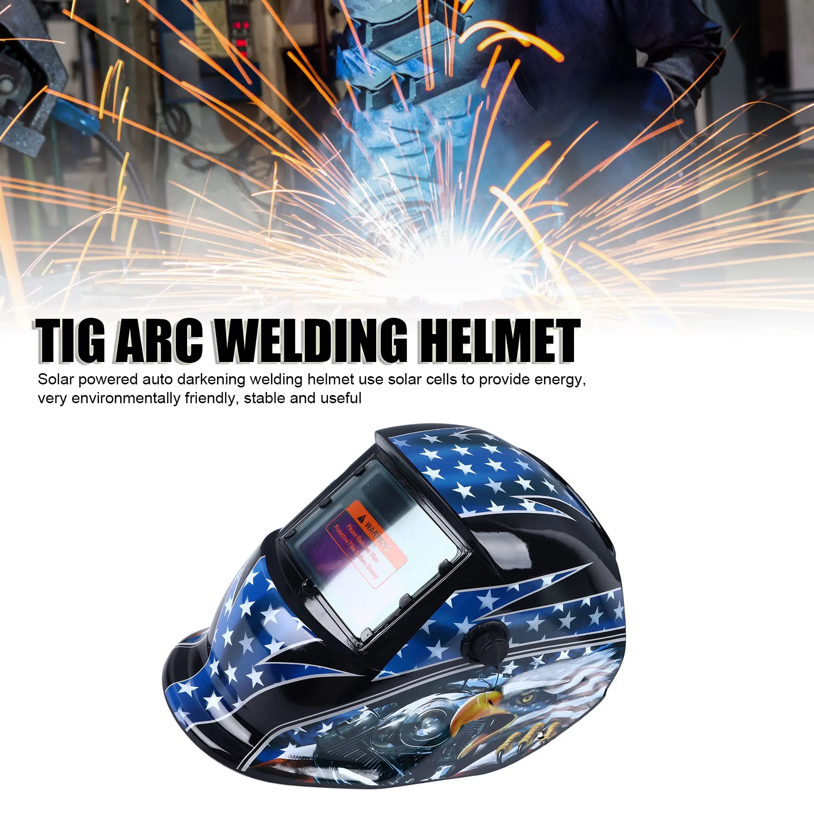 ZK30 Auto Darkening Welding Helmet Large View Solar Powered Wide Shade Range Hood for MIG TIG Arc Adjustable Blackness