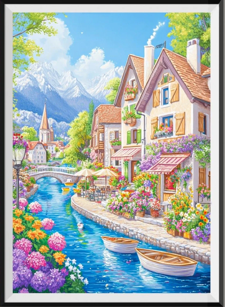 

9ct 60x80cm город предварительно напечатанный набор для вышивки крестом DIY набор для вышивания ремесла Новое поступление нить игла поделки