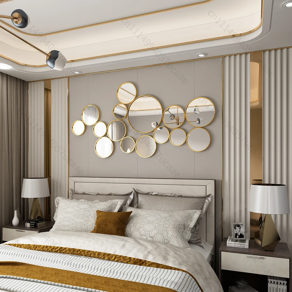 Modern Brushed Gold Metal Wall Mirror Bubble Shape for Home Living Room Bedroom Background Decor Hotel