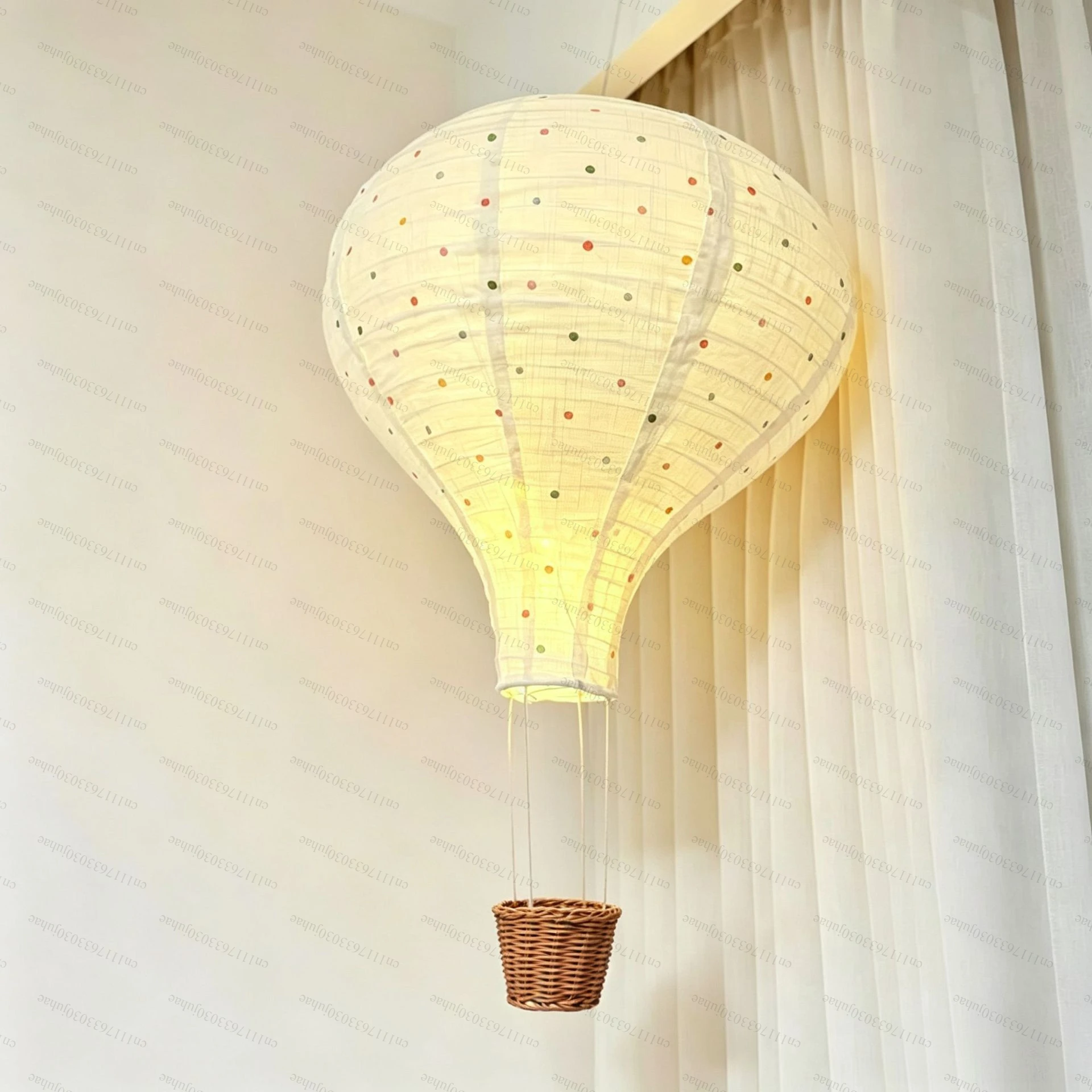 Room handmade fabric hot air balloon pendant, home decoration balloon lampshade