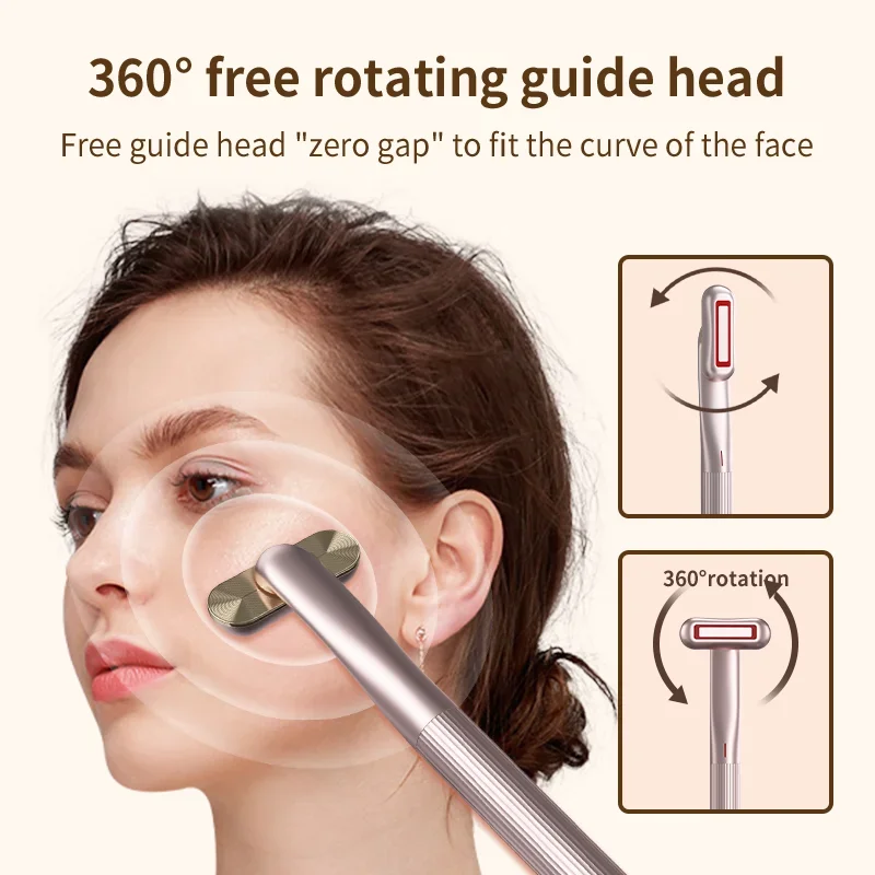 LED RF EMS Eye Massager Microcurrent Heating Vibration Facial Neck Eye Anti Aging Wrinkle Face Lifting Beauty Tool 360° Rotating