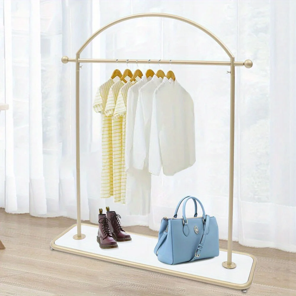 

Premium Adjustable Gold Wedding Dress Display Rack - Sturdy Garment Hanger Stand for Boutiques