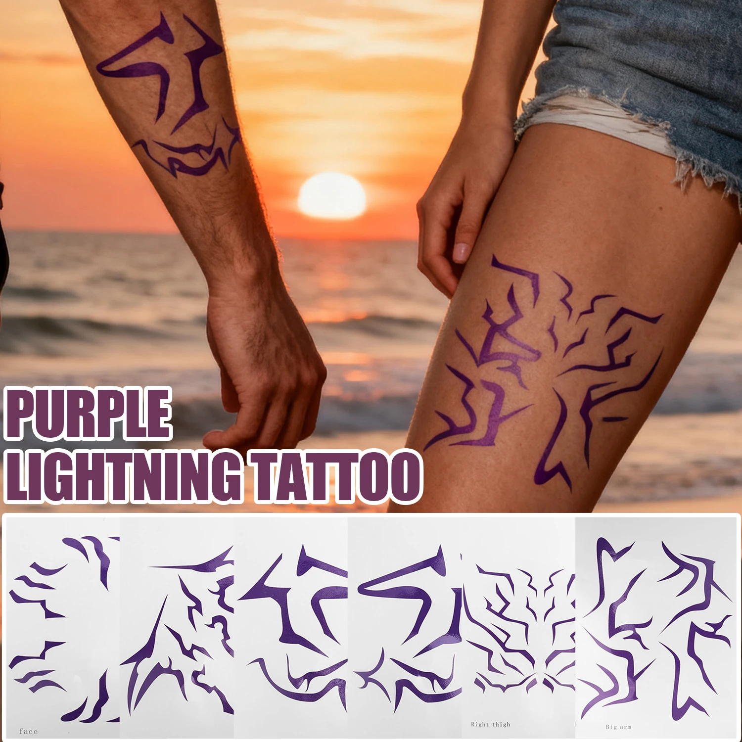 

1 шт. временные татуировки фиолетовая молния смелый макияж для косплея ролевые игры водостойкие татуировки для лица наклейки рождественские подарки