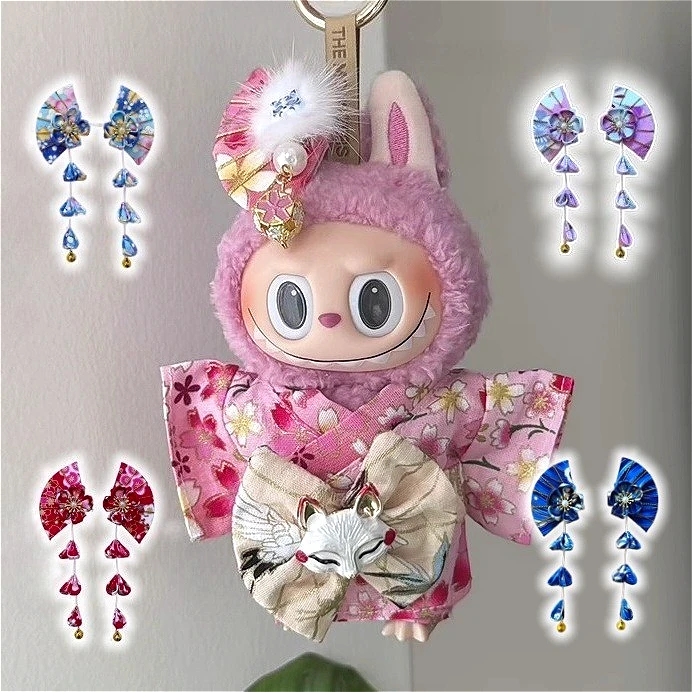 

Japan Kimono Fan Hairpin for 15/17cm Labubu Doll Gentle Light Color Clothes Doll Accessories