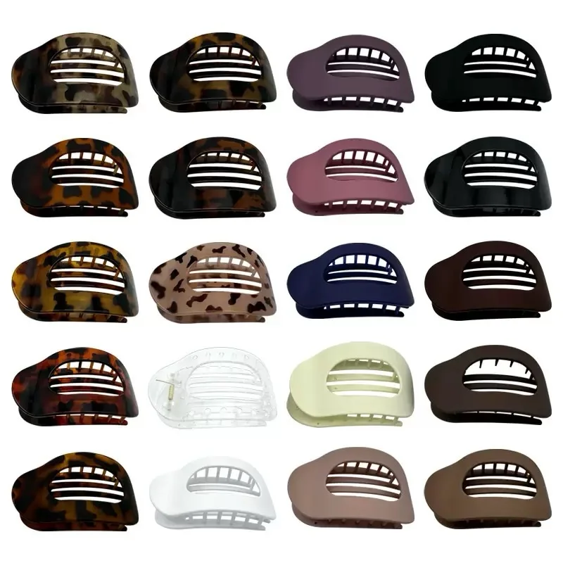 مشابك شعر مسطحة بيضاوية أنيقة للنساء - للحصول على مثالي - متوفرة بألوان ثابتة وطباعة جلد الفهد للاستخدام متعدد الاستخدامات #6