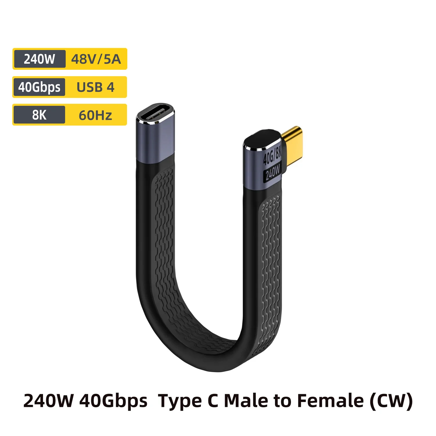 USB4 Kurzkabel 40Gbps Datenübertragung 240W PD Schnellladung Thunderbolt 4/3 Winkel-Typ-C-Kabel für SSD Laptop Macbook Anschluss