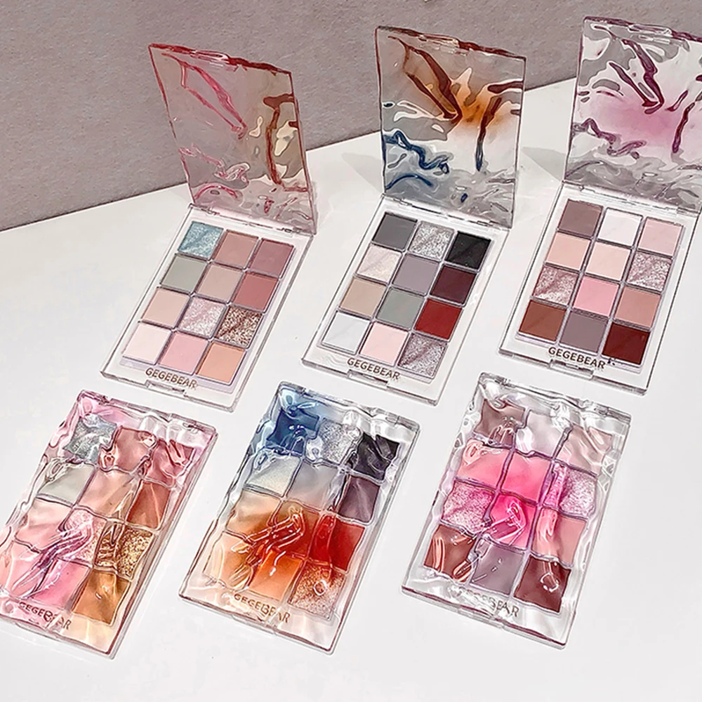 12色アイシャドウパレット ゲゲベア マットパール調アースカラー スパンコール 長持ちアイシャドウ＆コントゥアパレット