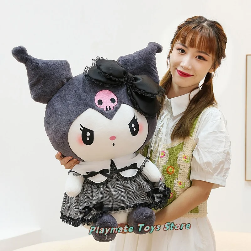 Neue 100 cm große Kawaii Kuromi Melody Puppe Plüschtier Puppe dunkle Farbe Kuromi Wurfkissen Anime Hand Kinder Spielzeug Weihnachtsgeschenk