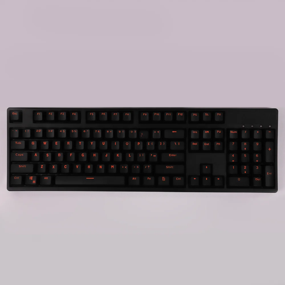 104 Keys ABS Keycaps Black with Orange Letters OEM for 61 87 104 Mechanical Keyboard AKKO FUN60Pro Anne Pro 2 Game Mad 60he 68he