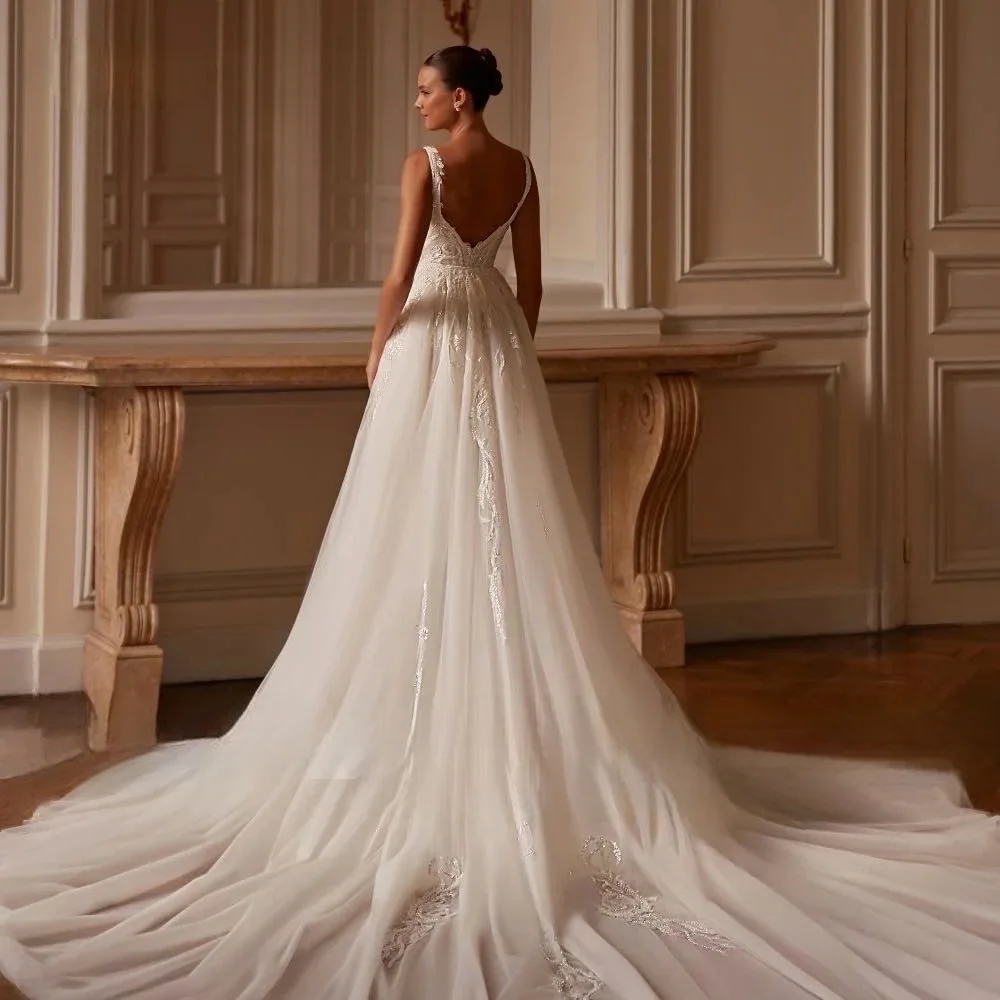 

Mermaid Wedding Dresses Lace Embroidery Robes Detachable Train Bridal Gown Customized Scalloped Sleeveless Vestido De Novia