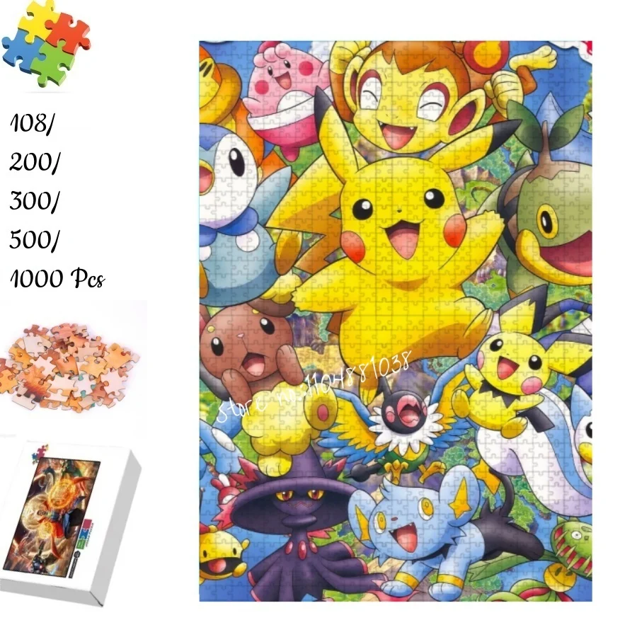 

Pokemon Pikachu and Friends Wooden Jigsaw Puzzle Anime Family Game Gift Cartoon Educational Toys for Adults Kids Home Decoration
