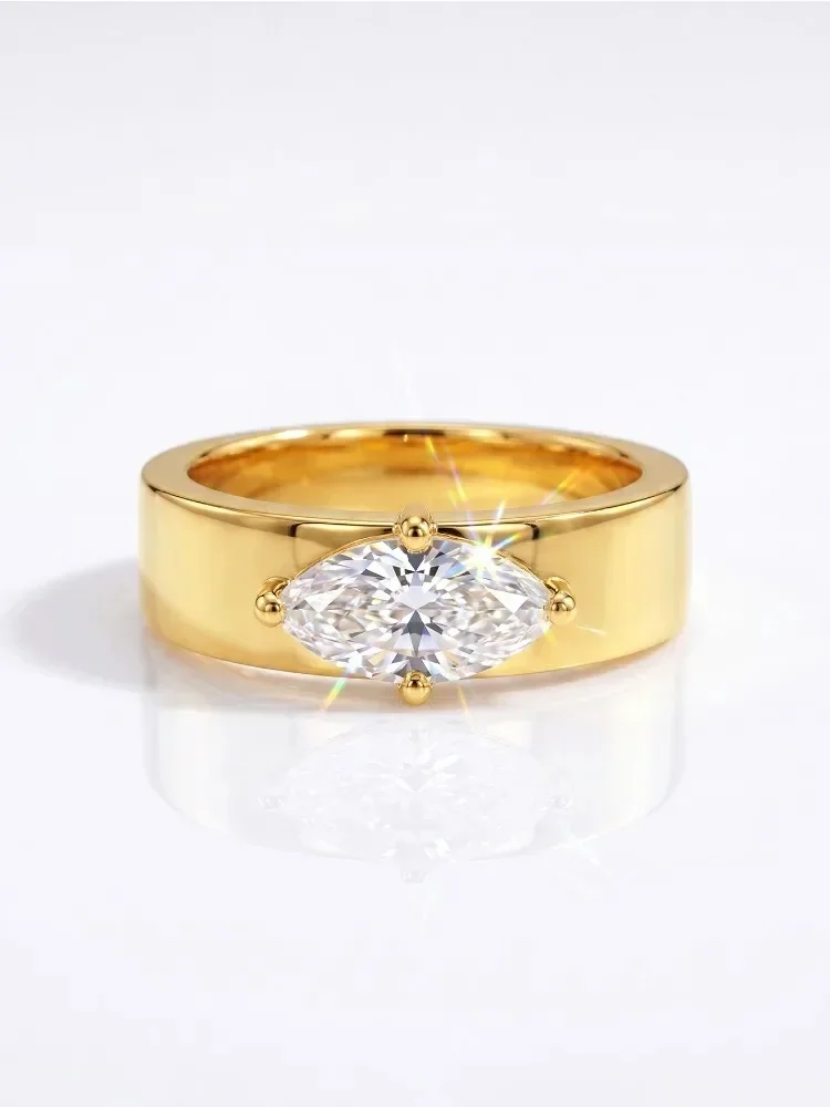 Vintage eleganter 1CT Moissanit-Diamant-Marquise-Ring für Damen, 925er Sterlingsilber, Party, luxuriöser, hochwertiger edler Schmuck – Detail 6