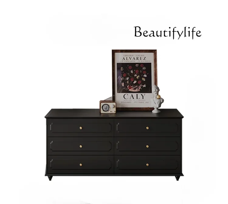 

American Retro Chest of Drawers Dresser Integrated Mid-Ancient Style Bedroom Flip Dressing Table Mirror Can Be Hidden