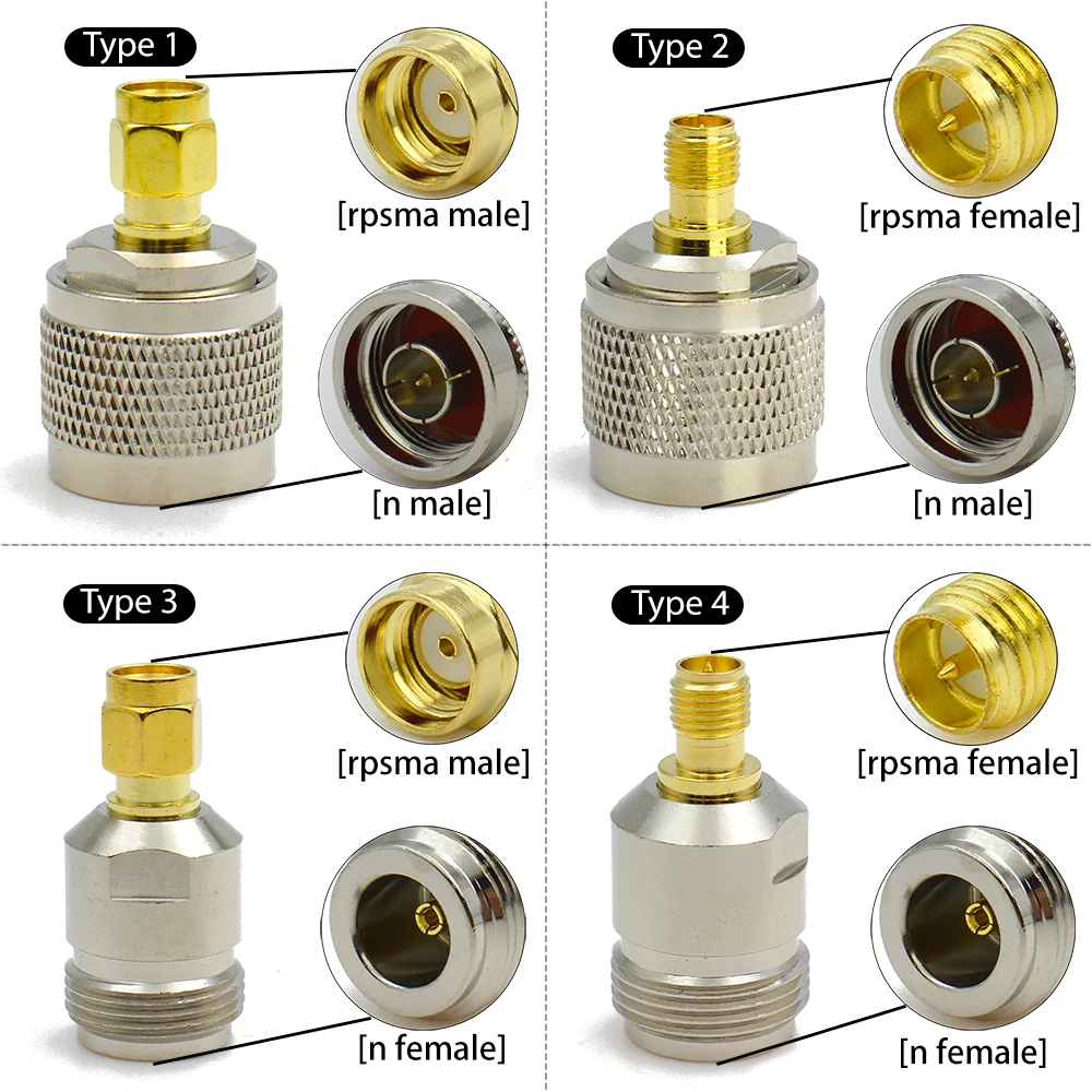 RP-SMA to N Type Coax Adapter Kit N male to SMA male Plug female Jack RF connector 4 type Test converter fast ship