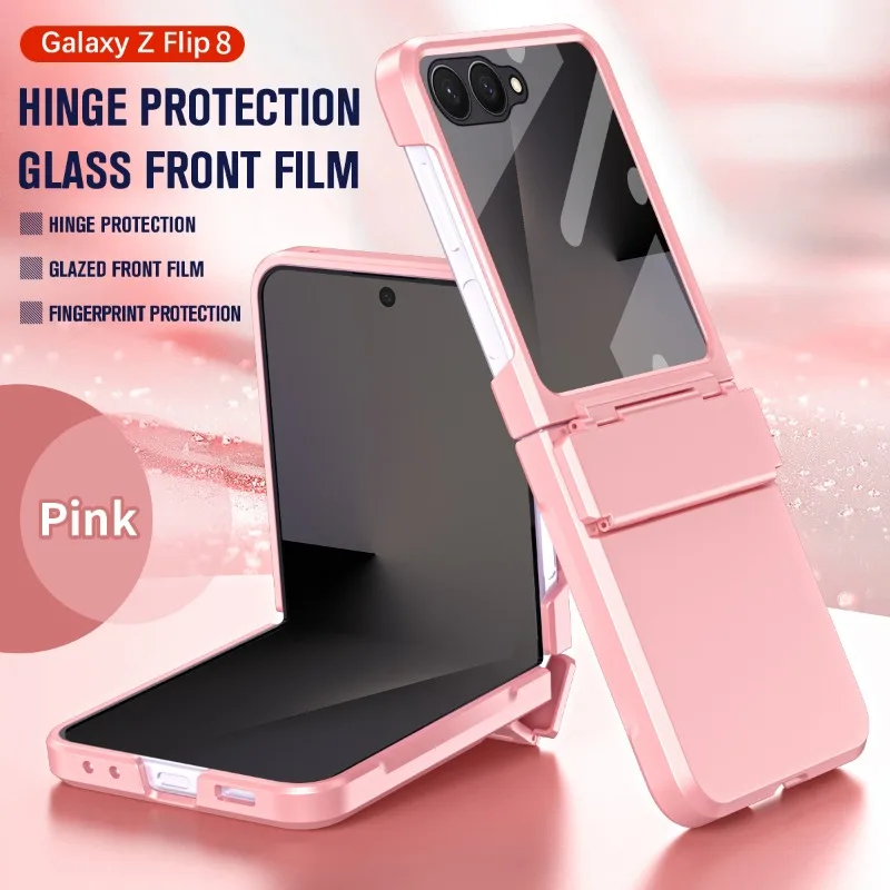 Case For Samsung Galaxy Z Flip 8 7 6 5 Hinge Protection Anti Fingerprint Shockproof Built-in Front Screen Cover