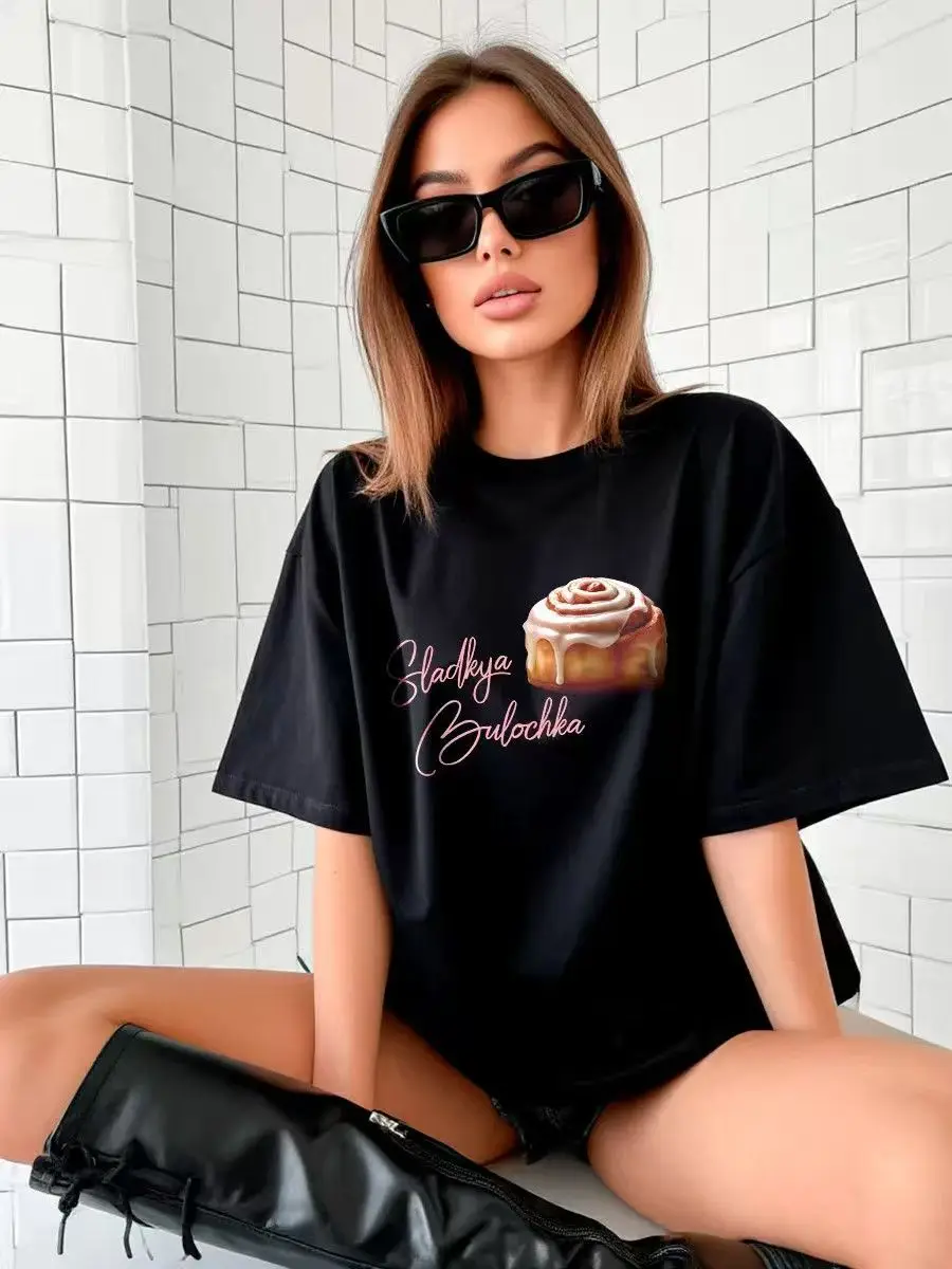 

Женская футболка с принтом сладкого торта, 100% хлопок, белые винтажные футболки с короткими рукавами и принтом, свободные футболки в стиле хип-хоп, лето 2026