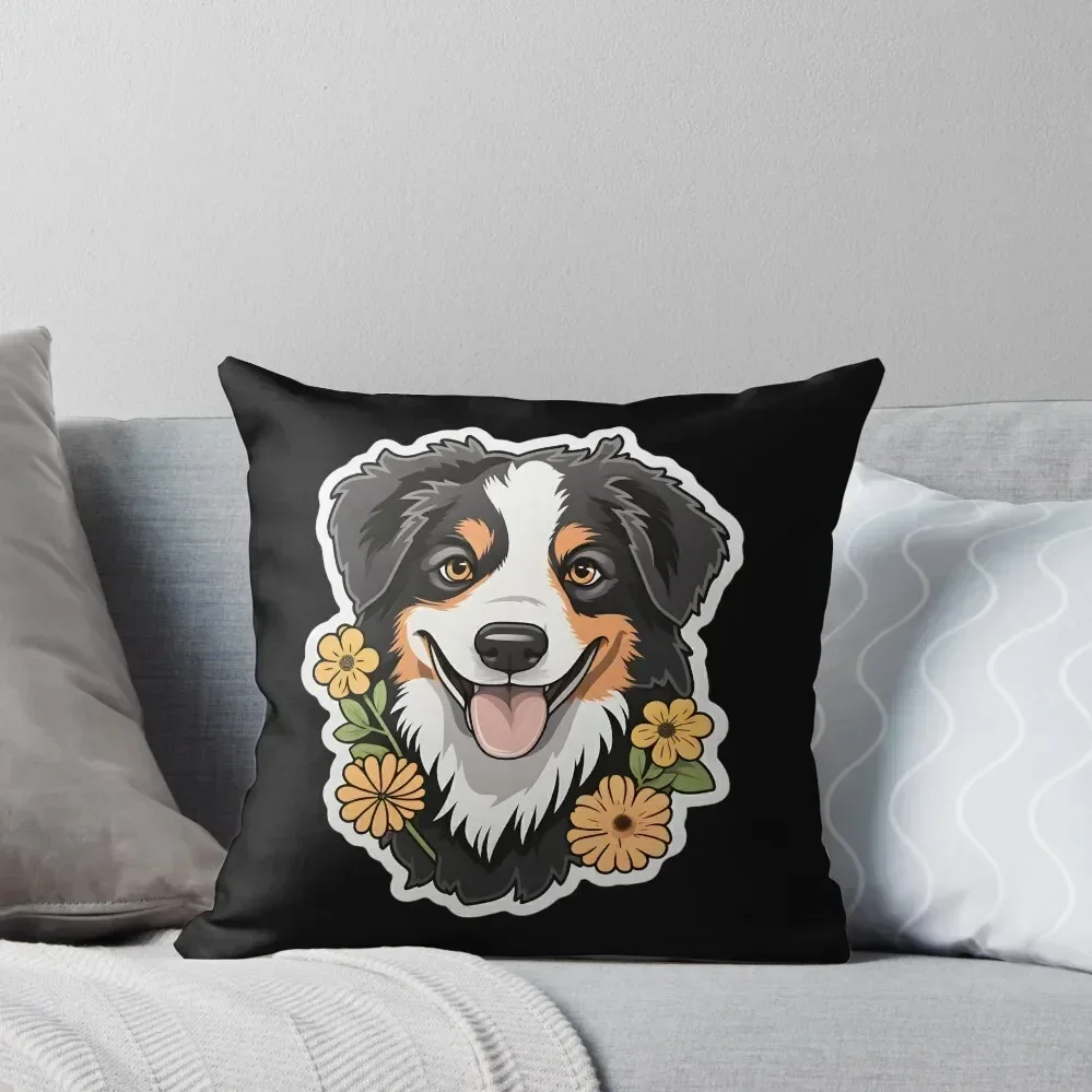 

Australian Shepherd with Flowers Throw Pillow Christmas s Covers Sofa Cushions Covers Cushions For Sofa pillow