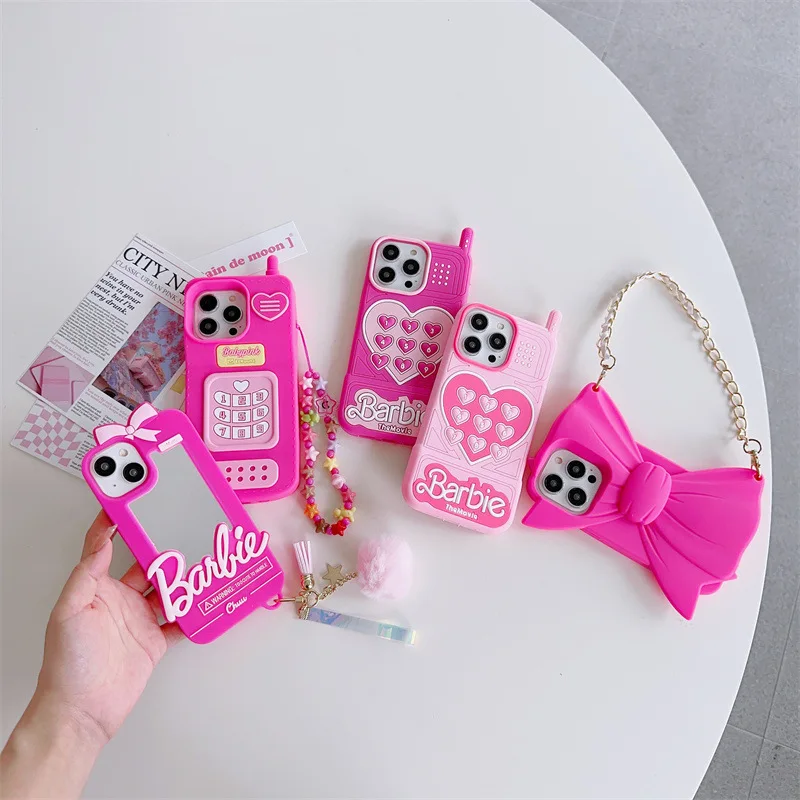 Barbie Mobile Phone Case Iphone 15Pro12/13/14Pro Max 11 Kawaii Y2K Style Movie Decoration Cute Girls Gift Lovely Stylish Trendy