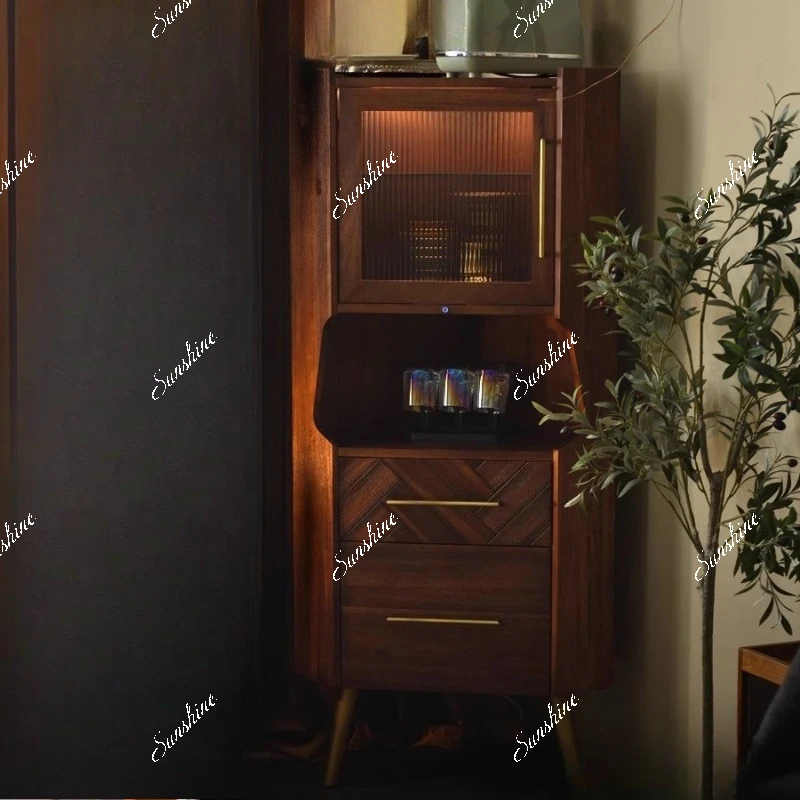 

Triangular living room wall corner light luxury shelf retro display cabinet