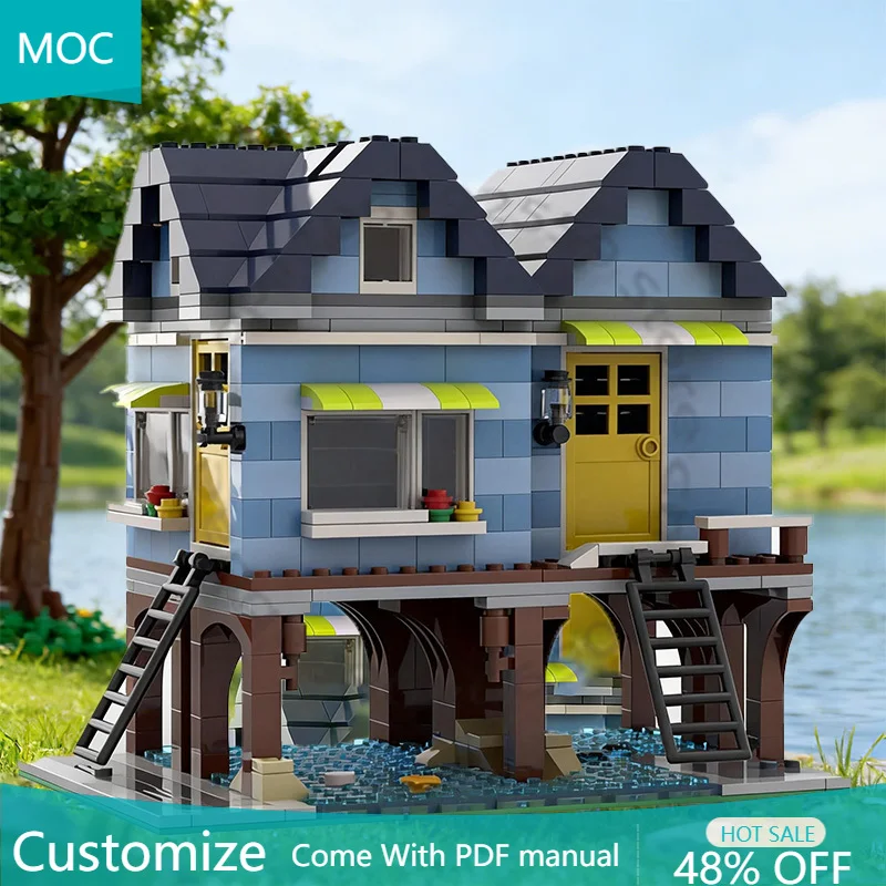 

680 деталей Модульный конструктор «Пляжный домик» (MOC) — Набор для самостоятельной сборки, простой конструктор для мальчиков, подарок на день рождения