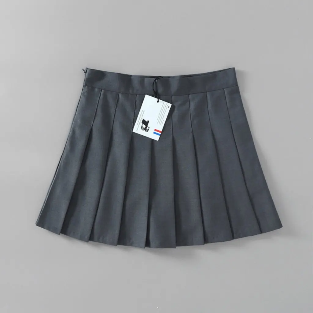 

TB High Waist Pleated Skirt Solid Color Short Sports Casual Women's Spring Summer A-Line College Style Skirt