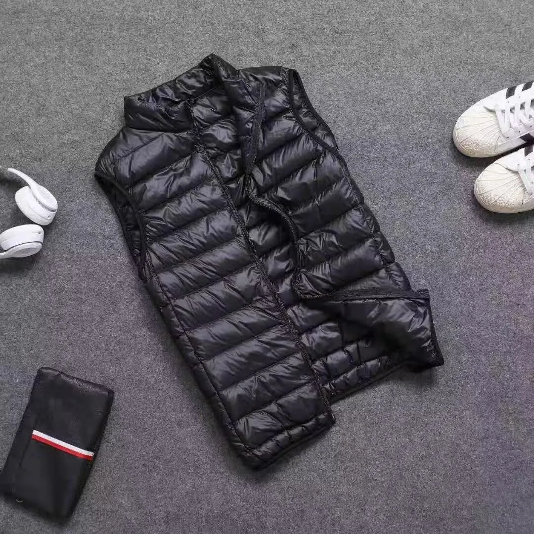 

Осенне-зимний мужской жилет на 90% белом утином пуху, повседневный легкий пуховый теплый однотонный жилет без рукавов, мужской портативный жилет с карманами