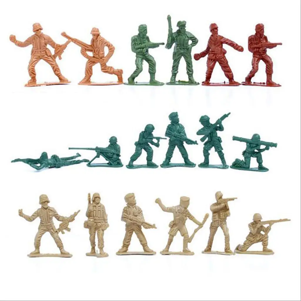Plastic Army Combat Soldier Miniatures 158pcs Set Educational Figure Toys for Kids Sand Table Scene