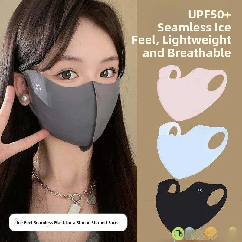 

Маска из ледяного шелка с УФ-защитой, дышащая, моющаяся, с гиалуроновой кислотой, для защиты уголков глаз, высокая эстетическая ценность, солнцезащитный крем для похудения