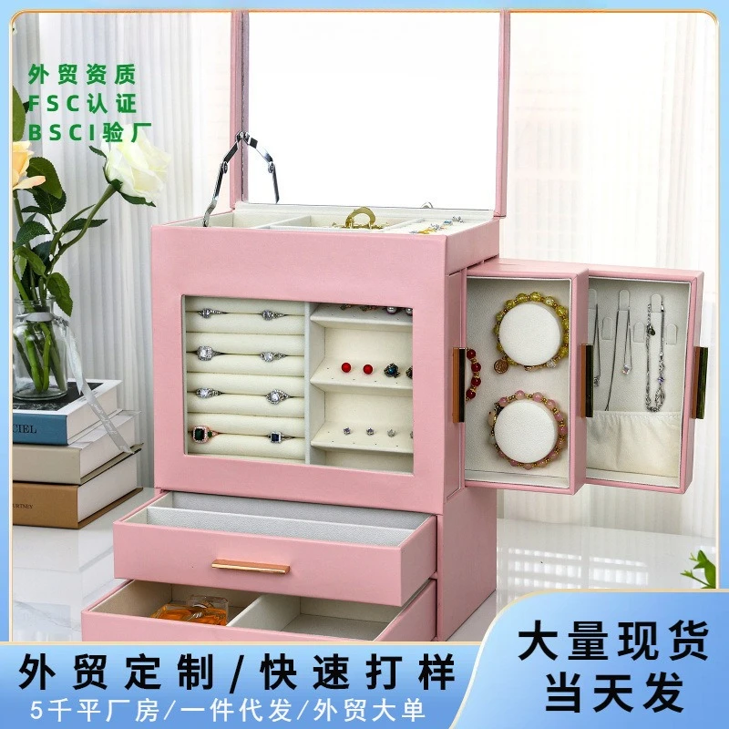 Tan Yun Zhiyuan Wholesale Vertical Window High-end Jewelry Box PU Leather Window Drawer Jewelry Storage Display Packaging Box