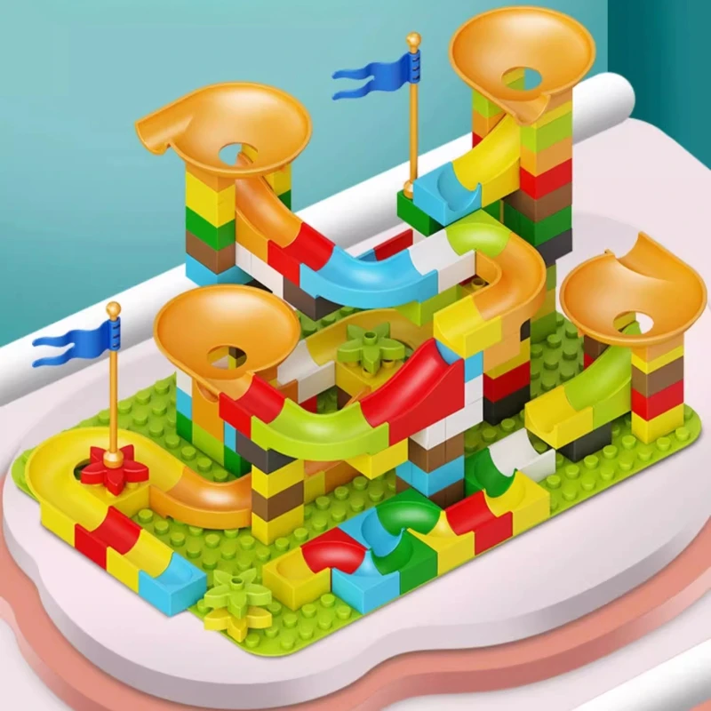 Multi-track slide blocos de construção brinquedo de quebra-cabeça educacional para crianças 3-6 abs peças grandes e pequenas criativo diy construção diversão