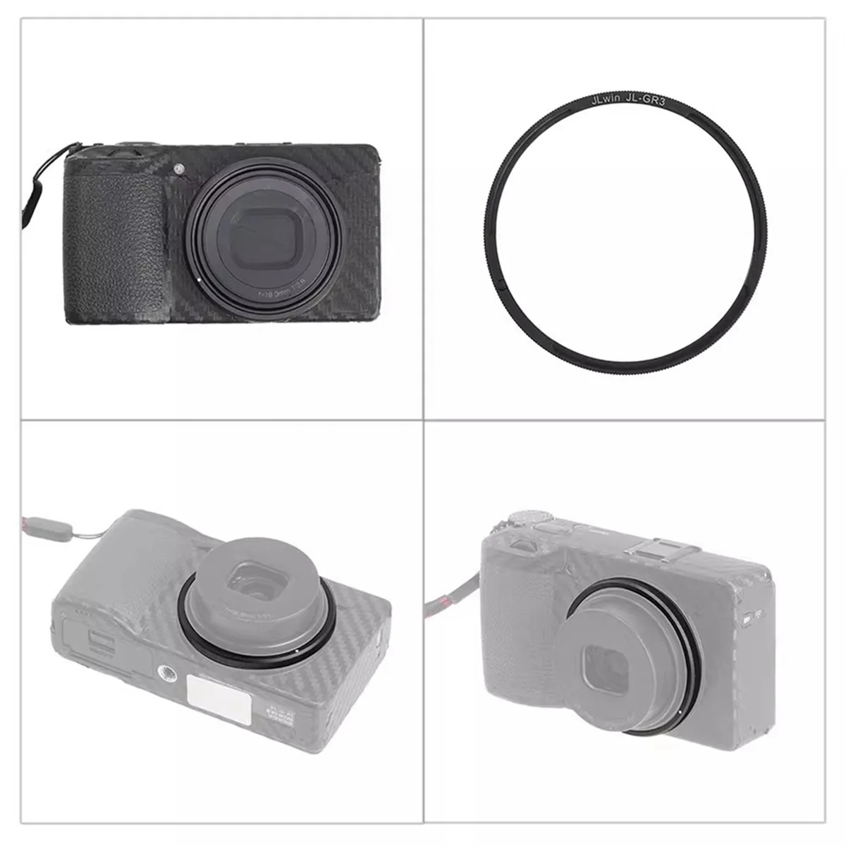 Aluminum Lens Ring for 3 Decorative Ring Multifunction Portable Lens Ring Black