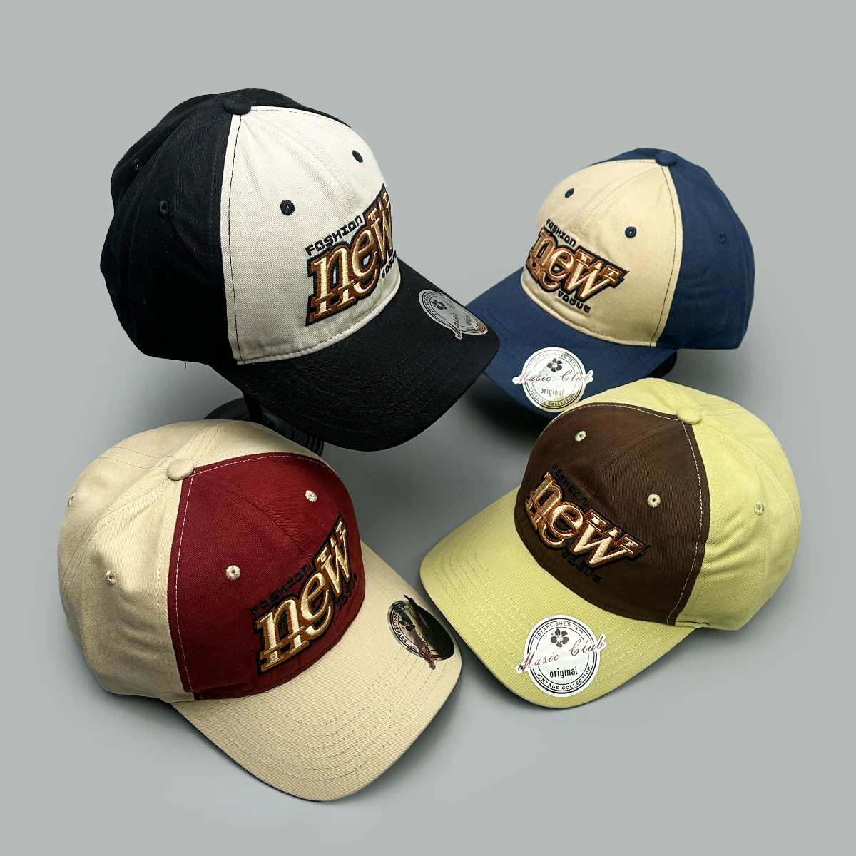 

Retro Color Block Letter Embroidery Baseball Hats New Unisex Sunshade American Style Versatile Personal Fashion ins Peaked Caps