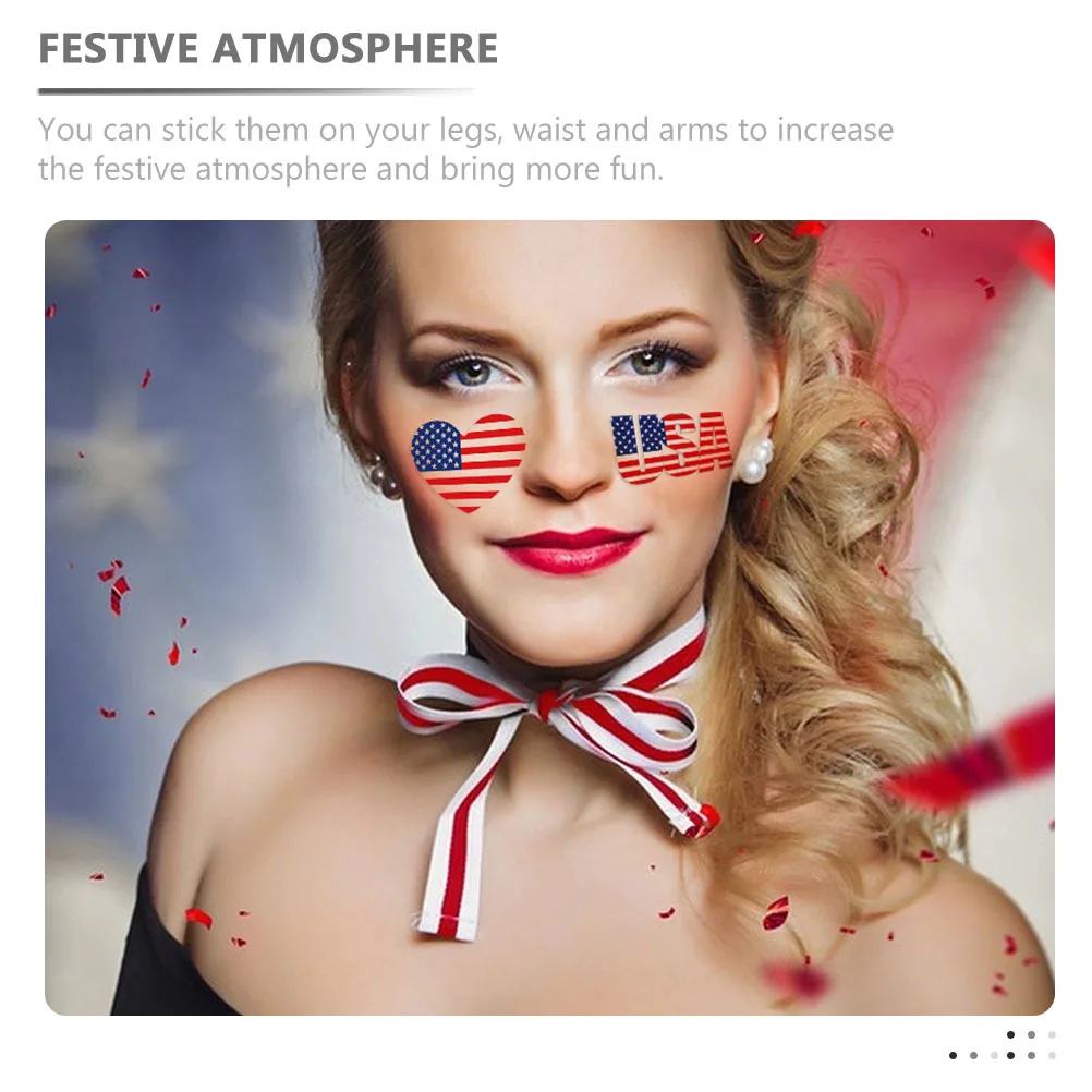 

10 Sheets Independence Day Face Tattoos Sticker Usa Day Themed Body Stickers Washable Festival Face Decals Patriotic Party