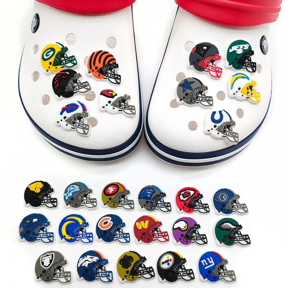 Rugby Team Helmet Collection Shoe Charms DIY Shoe Decorations Accessories Decorations Sandal Decorate for Crocs Kids Gift