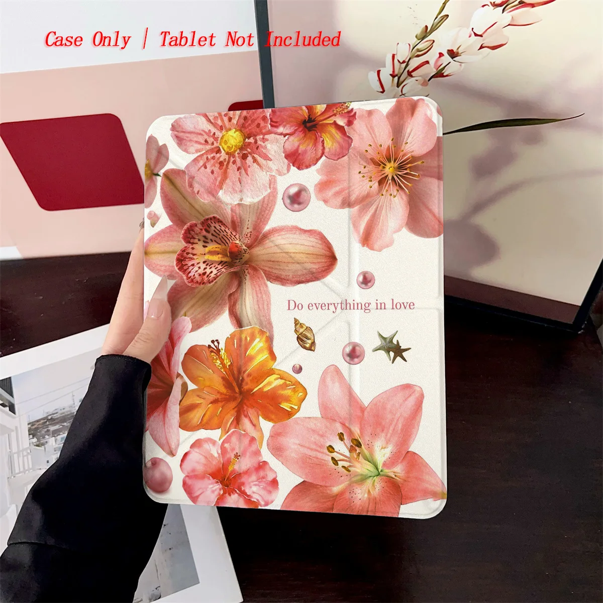 

Vintage Y-Fold Acrylic Dull Flower Patterns iPad Case For Apple iPad Pro 11/12.9 Air 3/4/5 Mini 5/6 8th-10th Gen Cover