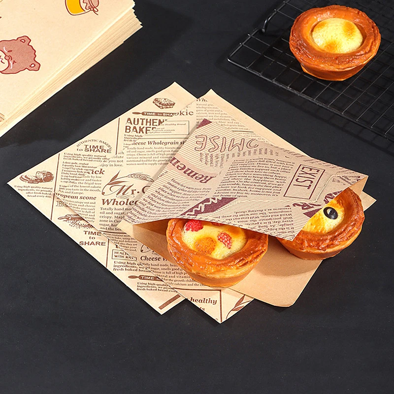 100Pcs Sandwich Wrappers Food Wax Paper Hamburger Fries Bread Baking Oil Paper Wrapping Baking Accessories
