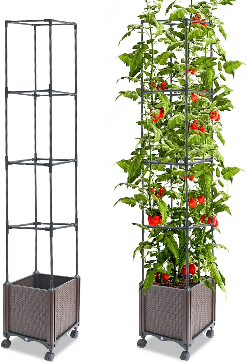 

Raised Garden Bed Planter Box with Trellis, 62.2" Self-Watering Tomato Planters for Climbing Plants Vine Flowers Outdoor Patio,