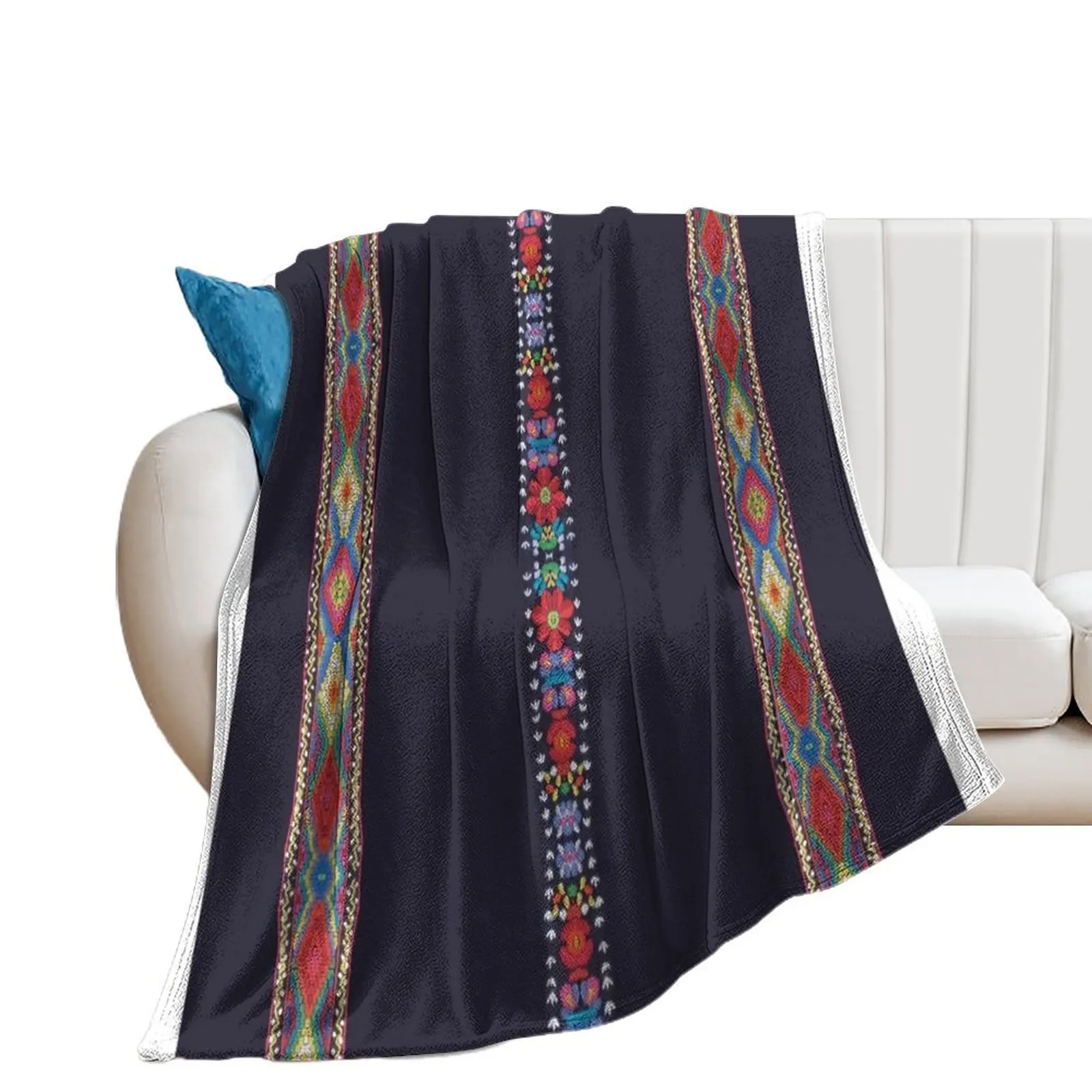 Floating Flowers Mayan Design Throw Blanket Shaggy Sofa Blankets