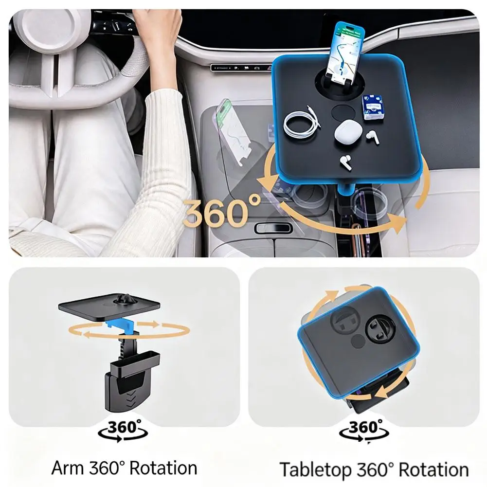 Auto-Montierter Hängender Kleiner Tisch mit Drehbarem Innensitz, Getränkehalter, Esstisch, Universeller Multifunktionaler Autotisch – Detail 21