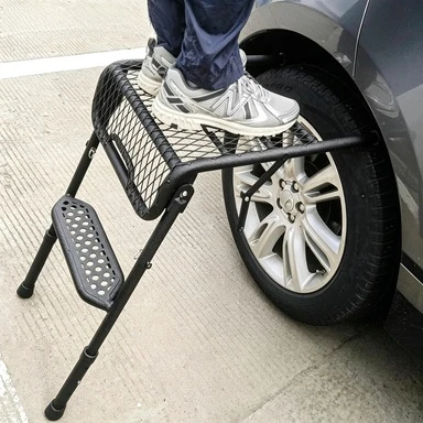 FY Foldable Adjustable Carbon Steel SUV Tire Step, Fits Up To 30 Inch Tires for Tacoma Pickup Truck Accessories