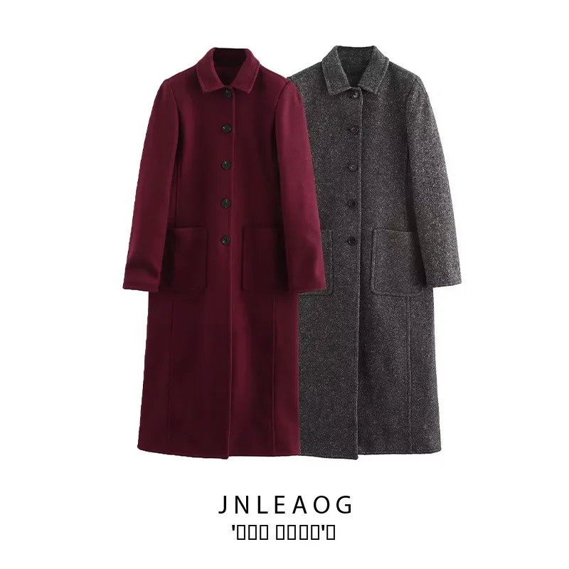 

JNLEAOG осеннее новое модное женское пальто Street Sle Long Sve из полиэфирного волокна, универсальная нашивка, украшенная верхней одеждой