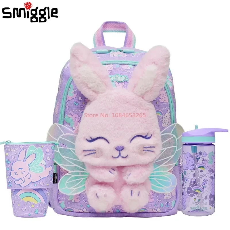 

Оригинальная австралийская школьная сумка Smiggle, Фиолетовый Ангел, кролик, средний Детский рюкзак, чашка для воды, выдвижная сумка для ручек, подарок для студента