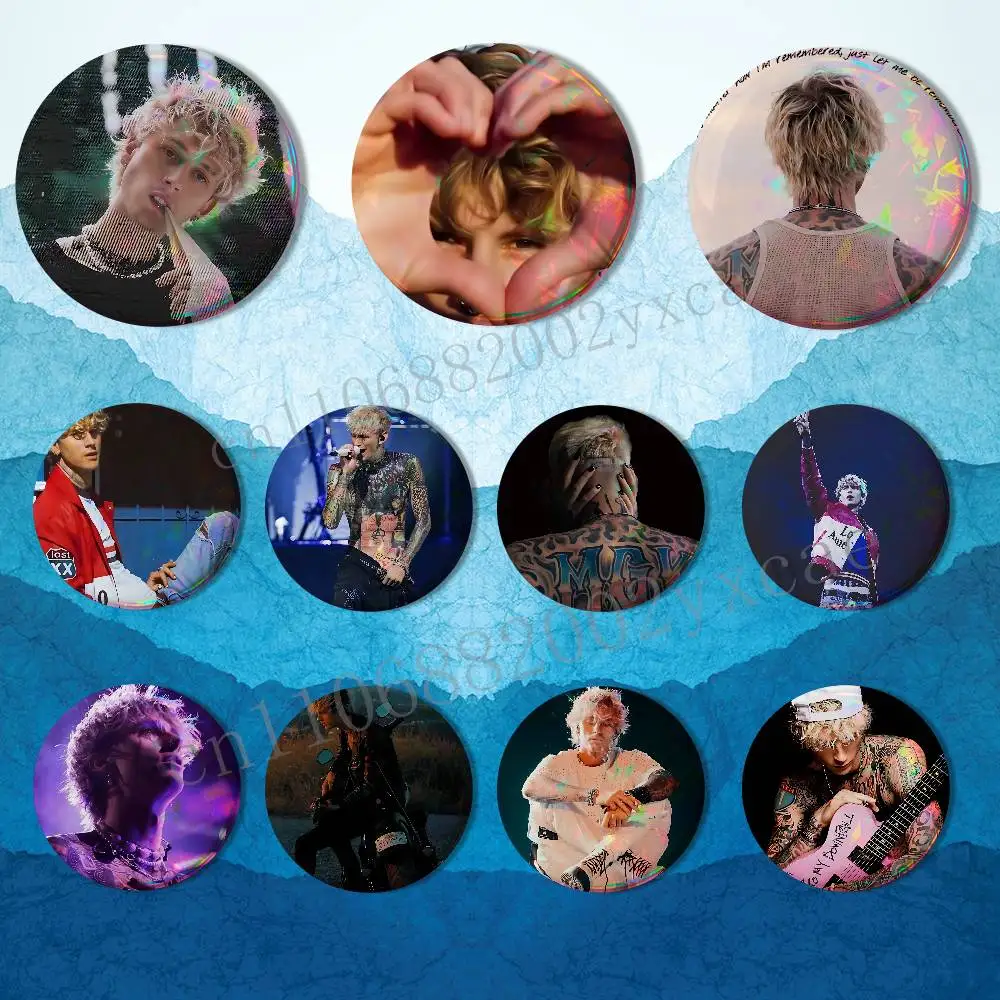 

Times Of My Life Singer MGK Reflective Pin Tinplate Round Brooch Cartoon Cosplay Badges for Bag Hat Toys Gifts