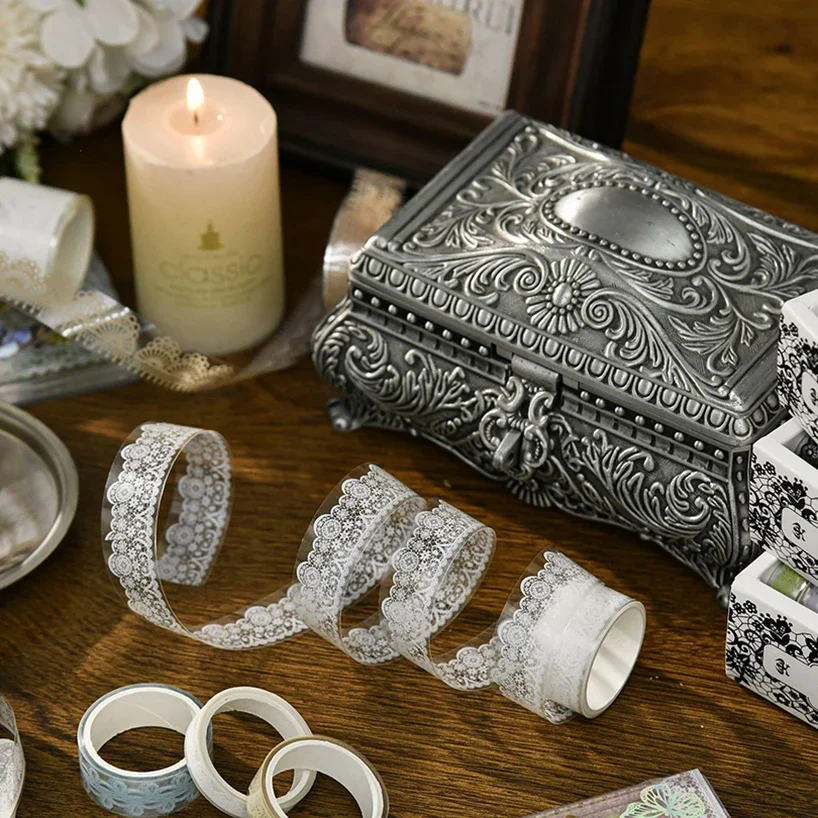 6 рулонов, ретро кружевная лента для домашних животных, украшение для дневника, Washitape Cinta Adhesiva Decorativa, принадлежности для скрапбукинга, малярная лента