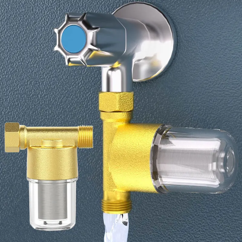 

1/2-дюймовый латунный фильтр для водопроводной трубы, 40 мкм, фильтрующий элемент из нержавеющей стали, фильтр предварительной воды, бытовой кран, кухонный фильтр для туалета