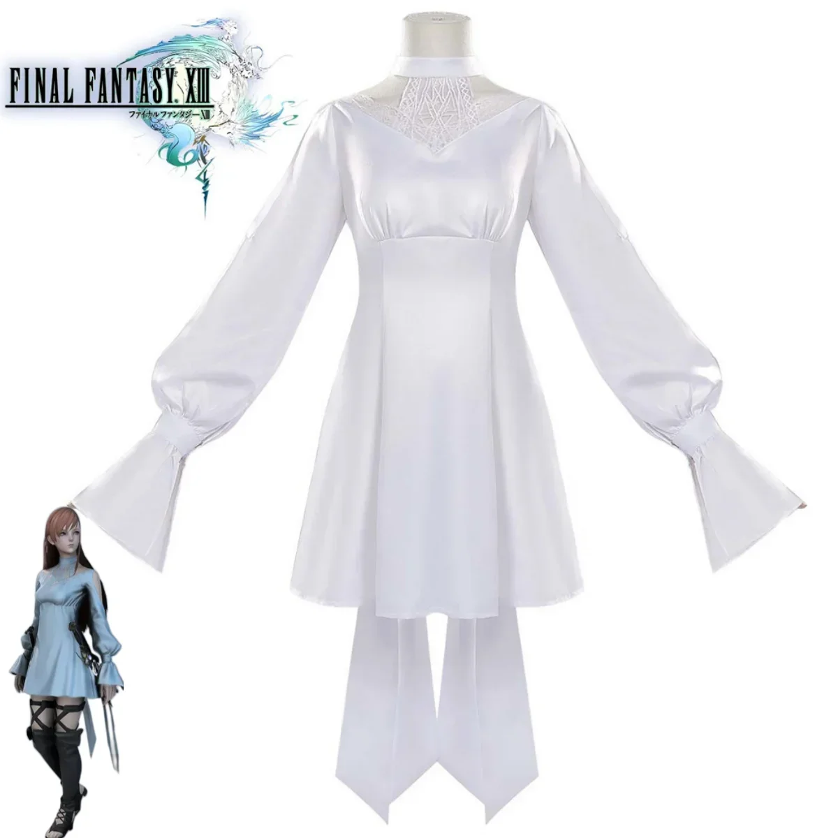 Game Final Fantasy XIV:A Realm Reborn FF14 FFXIV Ryne Minfilia Cosplay Costume White Lace Dress Anime Halloween Sexy Woman Suit