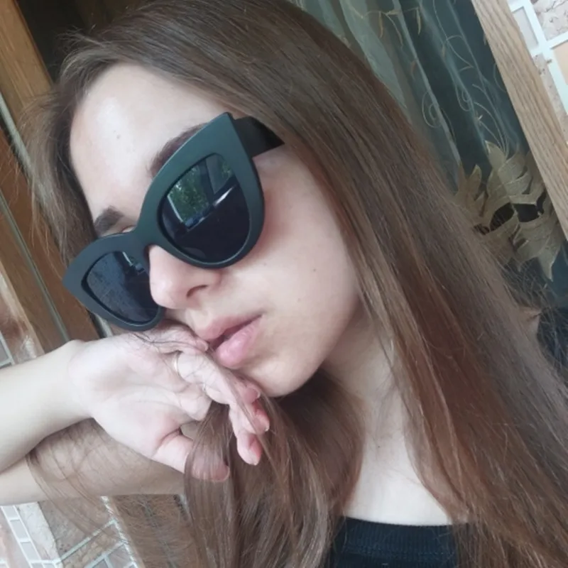 Neue Frauen Cat Eye Sonnenbrille 2024, mattschwarz, Markendesigner, Retro-Farbverlauf, Sonnenbrille für Damen, UV400