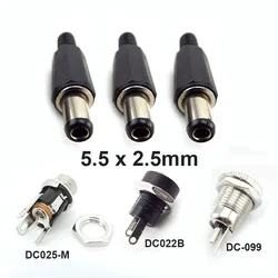 5Pairs 12V 5.5 x 2.5mm Plastic Male Plugs DC Power Socket Female Jack Screw Nut Panel Mount Connector Adapter