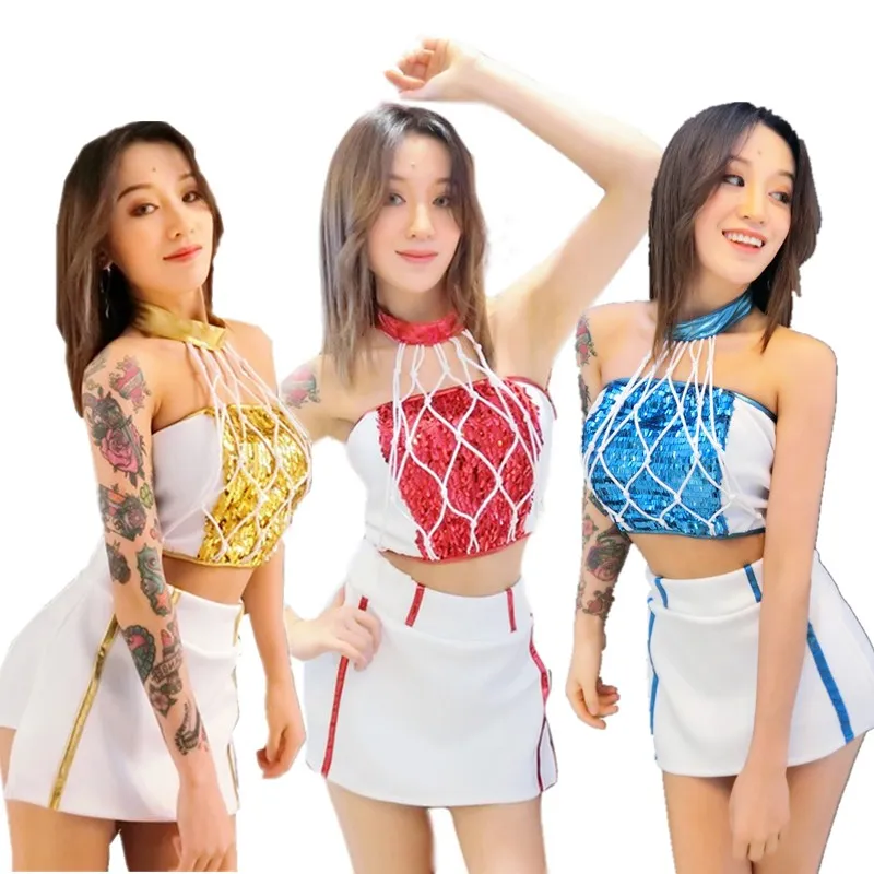 Sexy Female Singer DS Performance Costume Set Glittering Nightclub Stage Trendy Cheerleader Lead Dance DJ Performance Clothes