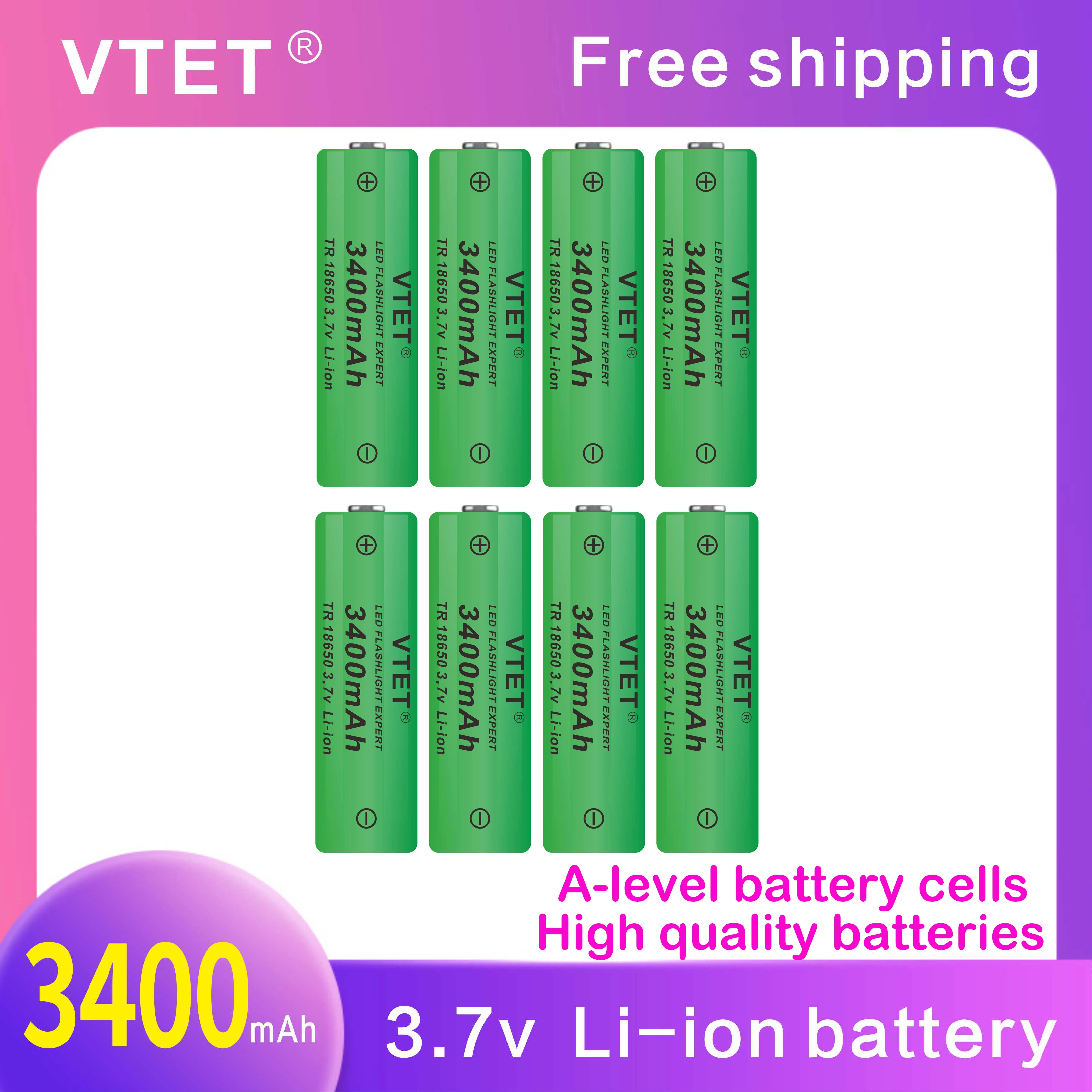 2024New18650 Battery 3.7V 3400mAh Rechargeable Li-ion Battery for Led Flashlight Toys Fan Battery DIY Make High Quality Reusable